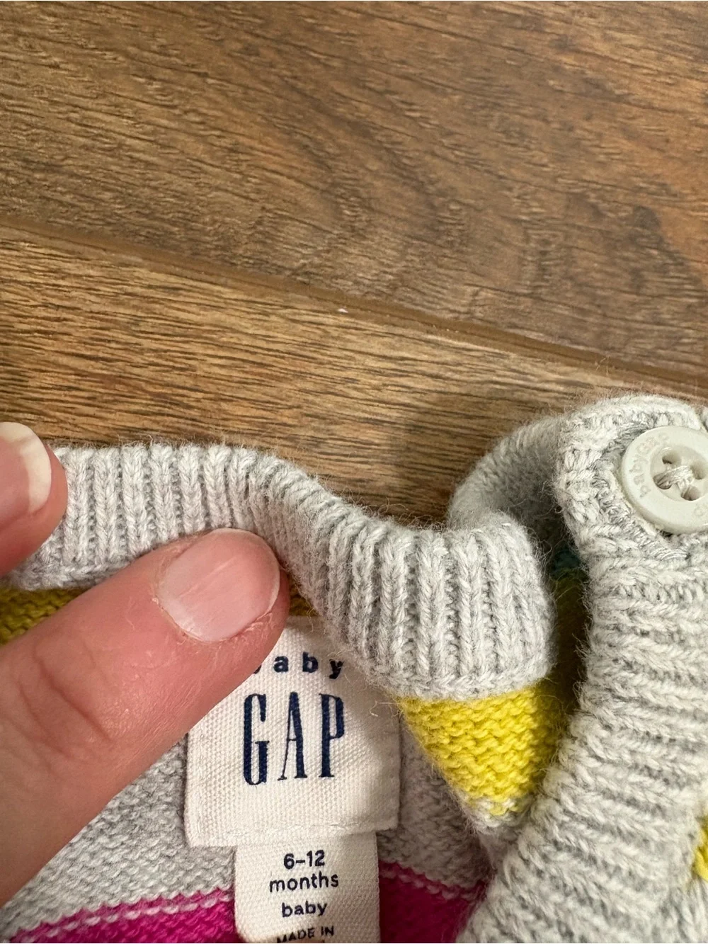 Baby GAP Striped Knit One-Piece Romper in Pink, Yellow, Blue & Cream size 6-12m